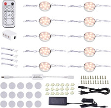 Dimmable LED Puck Lights with Remote, 10 Pack Under Cabinet Lighting Warm White