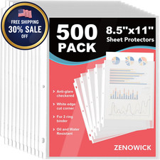 500 Clear Sheet Protectors 8.5x11 Inch, Plastic Page Sleeves for 3-Ring Binders
