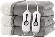 Serta Electric Blanket Fleece to Sherpa Heated Throw Blanket in Queen Twin King