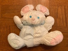 Vintage Fisher Price Baby Mouse Puffalump Plush Rattle Pastel Pink Blue