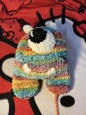 Handmade Medium Sized Crochet Rainbow Striped Plush Stuffed Animal