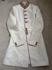 Mens Indian Wedding Sherwani with Trousers, Cream & Red, Worn Once Only, Size 34
