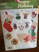 Simplicity Holiday Pattern 0965 OS Christmas Felt Ornaments Stocking NEW UNCUT