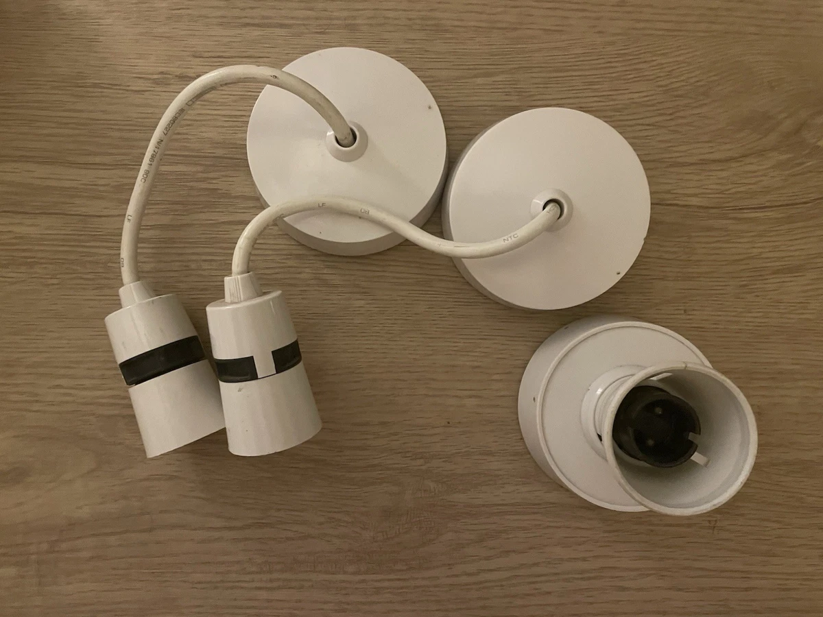 Soporte para bombilla B22 blanco con rosa de techo, plástico cableado, paquete de 3