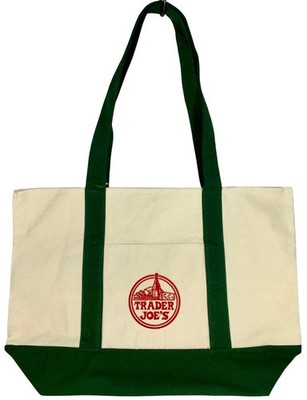 NWT TRADER JOE S Canvas Tote Shopping Bag - LARGE GREEN - NEW with TAGS