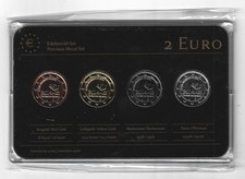 Belgien 2 &euro; Prestige Metal Coinset 2014, Gold, Platin, Ruthenium, OVP, SELTEN