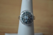 1.70ct Color Change Alexandrite / Diamond Ring Rhodium over Fine Silver Size 5