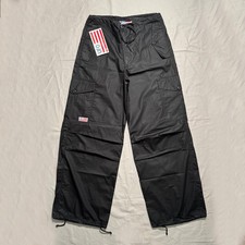 Deadstock Vintage UFO Parachute Cargo Baggy Wide Black Pants Oversized