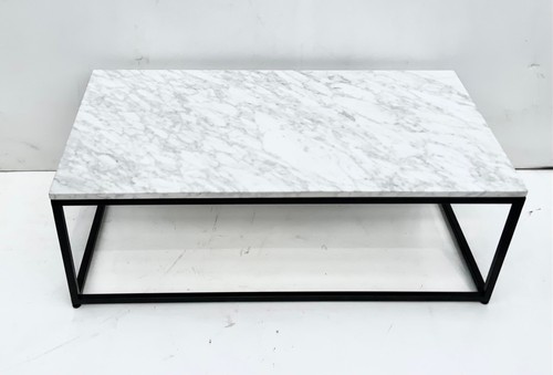 White Marble Top Coffee Table L113cm x W60 cm x H40cm - Picture 5 of 6