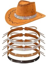 4 Pcs Bling Rhinestone Hat Band Cowboy Hatband Adjustable Cowgirl Hat Colorful