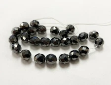 24 Vintage Czech Hematite Glass Faceted 8mm. Fire Polished Loose Beads T442L