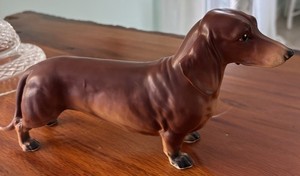 Vintage Porcelain Dachshund Dog Figurine 10”, Boehm? Unmarked