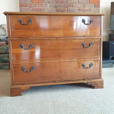 Vintage Yew Wood Veneer Hi-Fi & Record Cabinet - Mid-Century Style