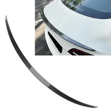 Rear Trunk Spoiler Wing For Tesla Model 3 2017-23 Glossy Carbon Fiber Black ABS