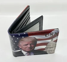 ✅  Donald Trump Presidential Wallet POTUS MAGA Money Holder w/ USA Flag Print  ✅