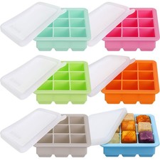 Rtteri Silicone Baby Food Freezer Tray with Lids Breast Milk Storage, 6-Pack