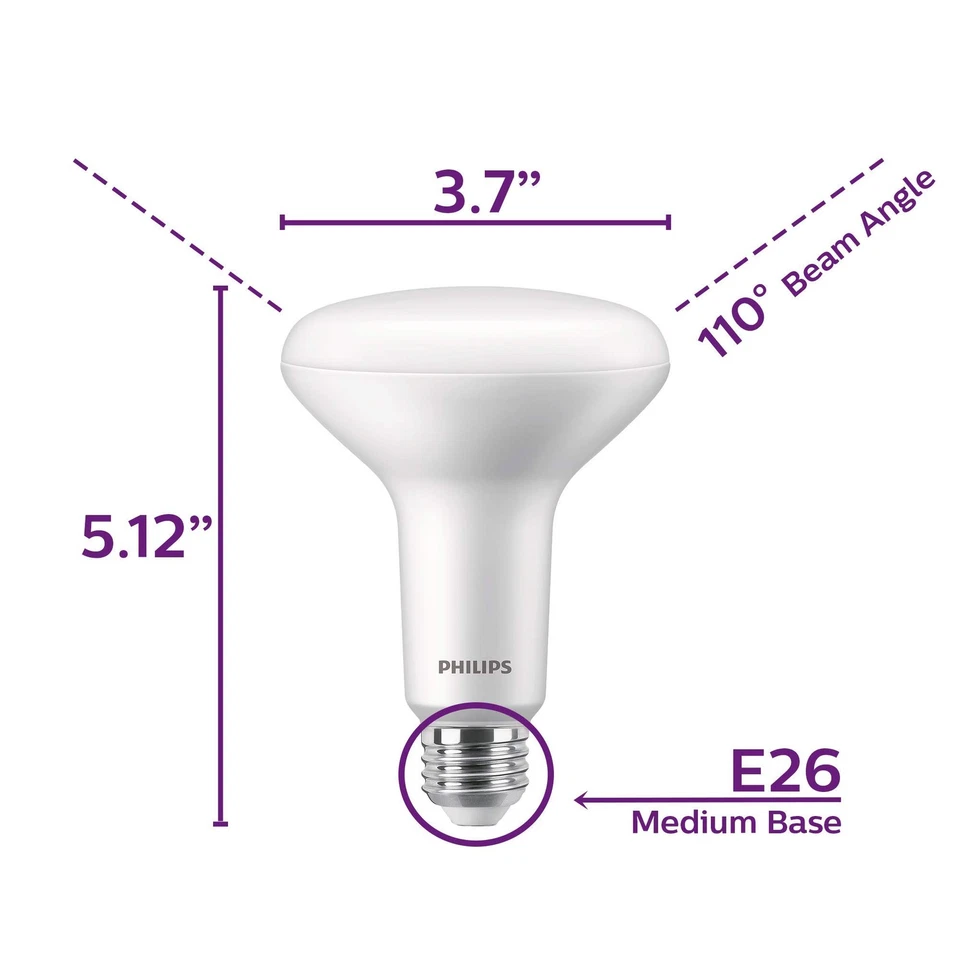 Philips 4 Pack Br30 Led Dimmable Bulbs Warm Glow 1400 Lumens Soft White Light - Image 3 of 4