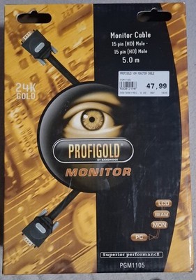 Profigold 24k Gold Monitor 15 Pin HD Male 5m Länge PGM1105 Neu Und Versiegelt 