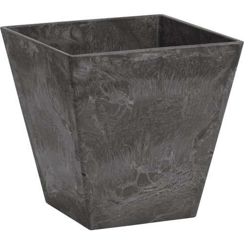Pot De Fleurs Ella ArtStone – Hauteur 34 Cm – Noir – Auto-arrosage Intégré – En Pierre Et Résine – Pour Intérieur Et Extérieur
