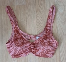 George Womens Soft Padded Swim Suit Bikini Top Size 8 Red Brown Shoulder Straps