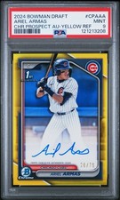 2024 BOWMAN DRAFT CHROME PRSPCT AUTOS YELLOW REFRACTOR ARIEL ARMAS 26/75 PSA 9
