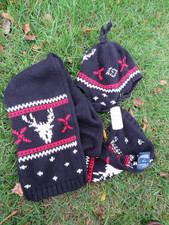 NWT 90's Vintage Polo Kids 100 Cotton Knit Hat Scarf Set
