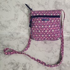 Vera Bradley Little Hipster Crossbody Bag Pink Purple Geometric Quilted Cotton