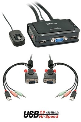 Lindy 42342 LINDY KVM Switch Compact 2 Port VGA USB 2.0 & Audio