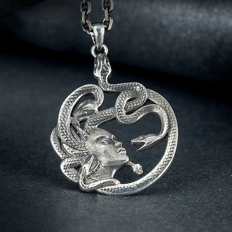Medusa Snake Medallion Necklace Jewelry Ancient Greek Mythology Pendant
