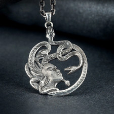 Medusa Snake Medallion Necklace Jewelry Ancient Greek Mythology Pendant