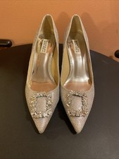 Badgley Mischa Carrie Crystal Embellished Pumps Silver Glitter Size 10 Women