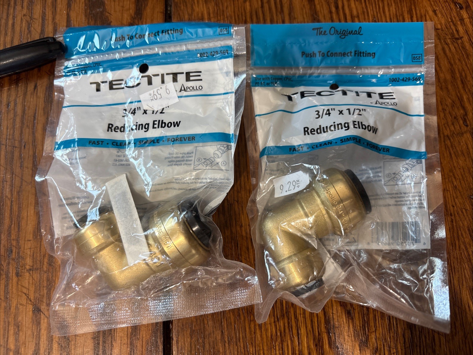 2 Tectite 3/4 To 1/2 Push To Connect Pex Copper Reducing 90 Elbow Water 31997-0