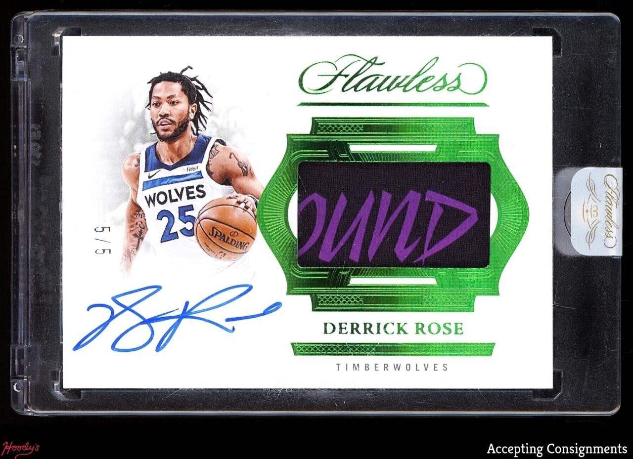 2024 Panini Flawless Emerald Derrick Rose GAME USED SPONSOR LOGO PATCH AUTO 5/5