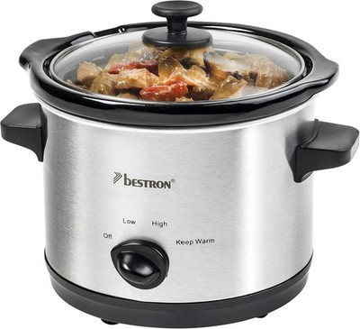 Bestron Slowcooker, 2 Personen, Schongarer mit Keramikpfanne & Glasdeckel 1,5L
