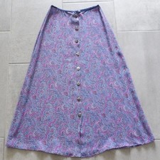 Carole Little Petites Midi Skirt Button-Front Colorful Paisley Made In USA SZ 2