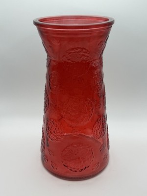 AEG Luxe Embossed Elegant Red Glass Vase