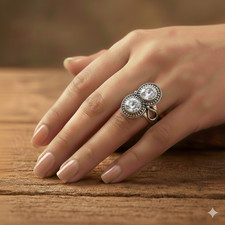 White Topaz Gemstone 925 Sterling Silver Jewelry All Size Ring For Gift