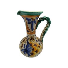 Majolika Krug Handbemalt Keramik Italien Spanien bunt 25 cm Vintage Dekokrug