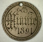 1890 1891 LOVE TOKEN Seated Liberty Silver Dime ETCHED MINNIE Holed Coin