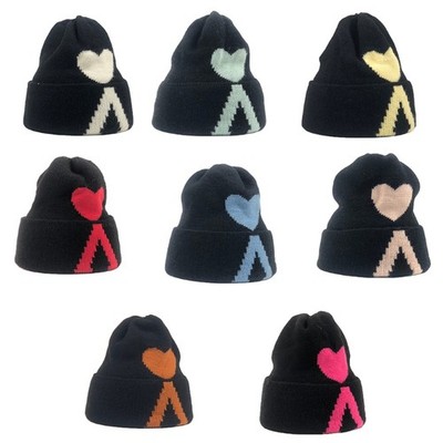 Simple Korean Version of Love Beanie Hat Fashion Knit Hat Students Warm Unisex