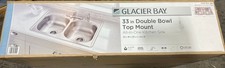 Glacier Bay 33in. Drop-In Double Bowl 20G Stainless Kitchen Sink W/Faucet OPEN