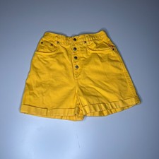 Vintage Gitano High-Waisted Yellow Denim Shorts Button Fly Size 25