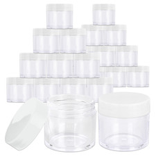 24 Pieces 30G/30ML Round Cosmetic Sample Pot Jars Container White Lids BPA Free