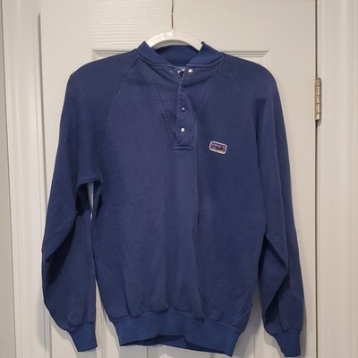 Vintage Pantagonia Blue Button Up Collared Pull Over Sweatshirt Size M