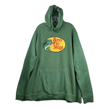Bass Pro Shops Hoodie Green Pullover Long Sleeve Graphic Sweatshirt Mens 2XL