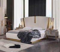Schlafzimmer Doppelbett Garnitur Bett Nachttische Weiß 3Tlg Luxus