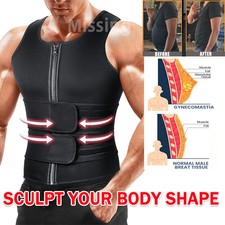 Men Sauna Suit Sweat Vest Waist Trainer Weight Loss Neoprene Shirt Body Shaper