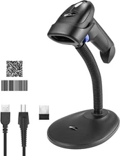 Wireless 1D 2D Barcode Scanner with Stand, NetumScan Portable Automatic QR Code