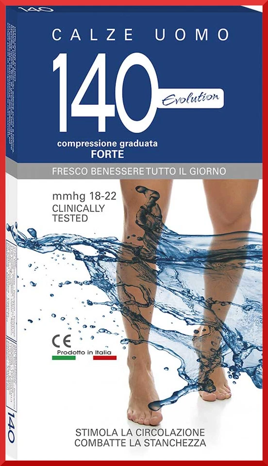 Calze a COMPRESSIONE GRADUATA FORTE lunghe per uomo 140 denari den in cotone  - Immagine 3 di 4