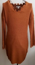 Say What? ~ Women's Size Small ~ Rust Colored ~ Long Sleeve ~ Acrylic Dress